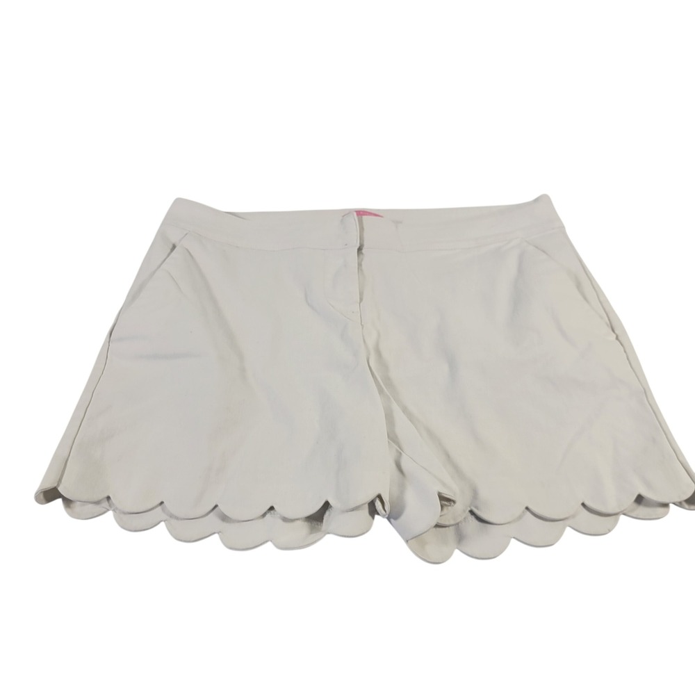 Isaac Mizrahi New York White Scalloped Hem Shorts Womens 14 JLS04725‎